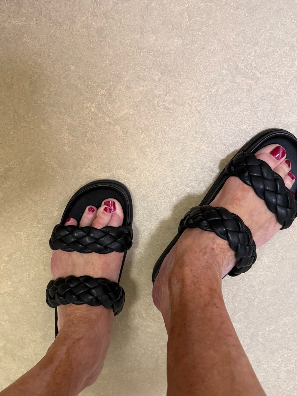 Braided Double-Strap Navy blue Slide Sandals - Women